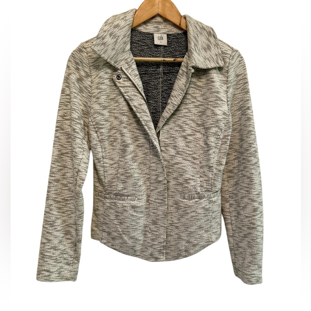 Cabi Neo Moto Jacket Heather Gray French Terry Zip Up Womens Size XS